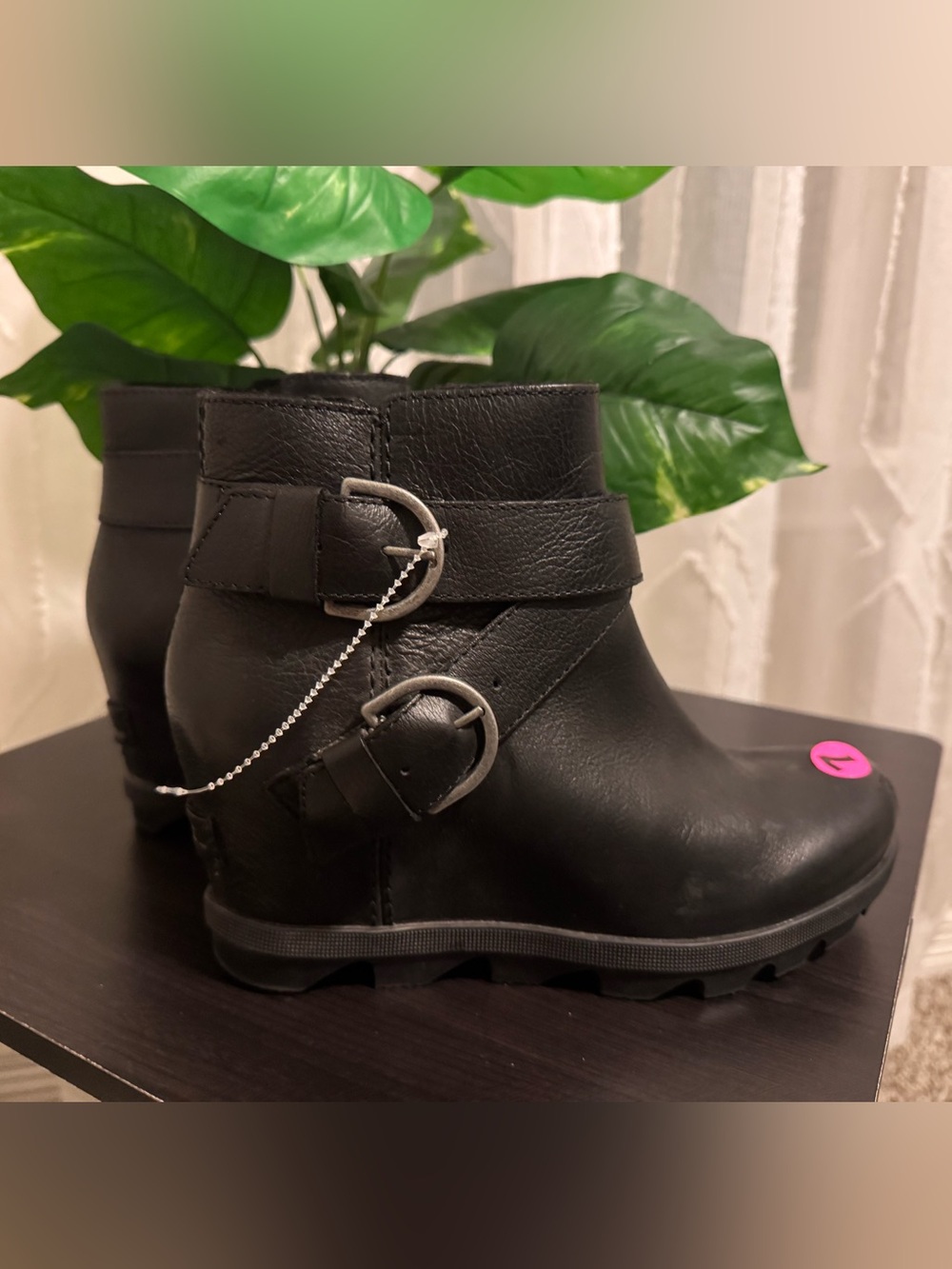Sorel Black Women's Ankle Boots with Buckle Strap Detail